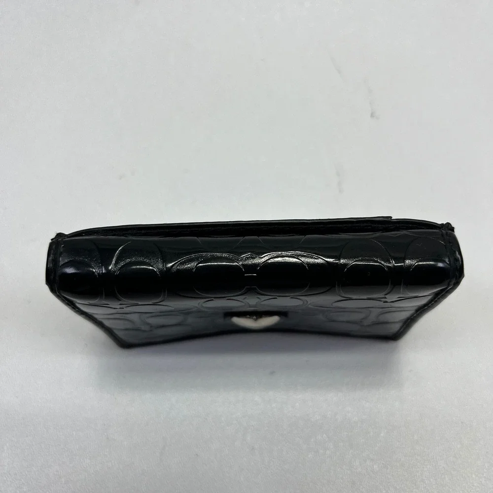 Coach Wallet Card Holder Black Patent Leather Bifold Monogram Coin Purse Y2k